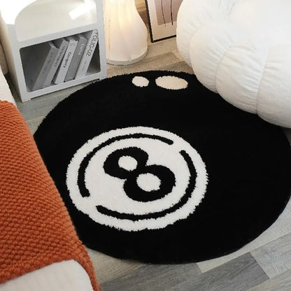 Black And White 8 Ball Rug