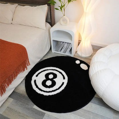 Black And White 8 Ball Rug